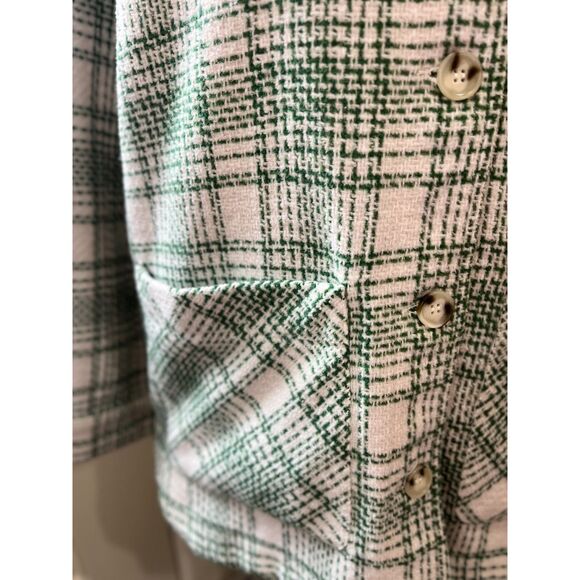 Ott Green & White Plaid Button Front Shacket Jacket – Size M/L - Picture 7 of 13